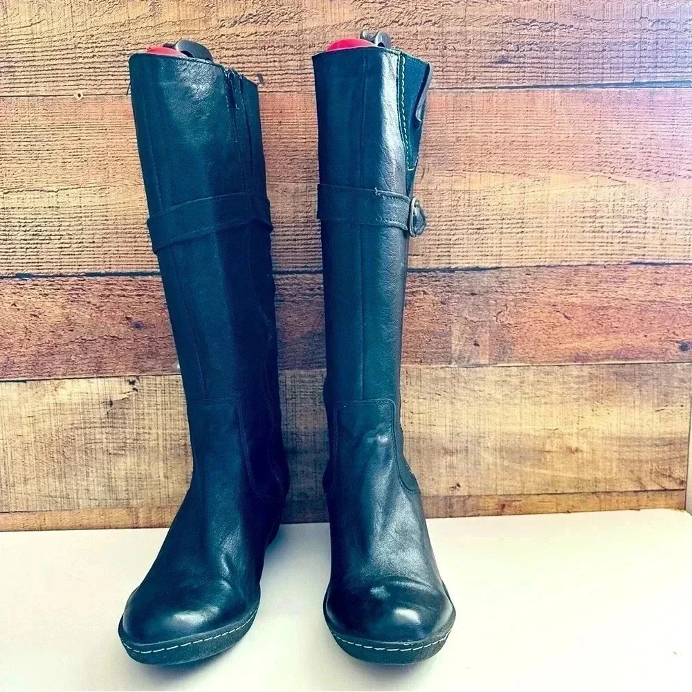 Alpe Made in Spain Leather Knee High Wedged Boots